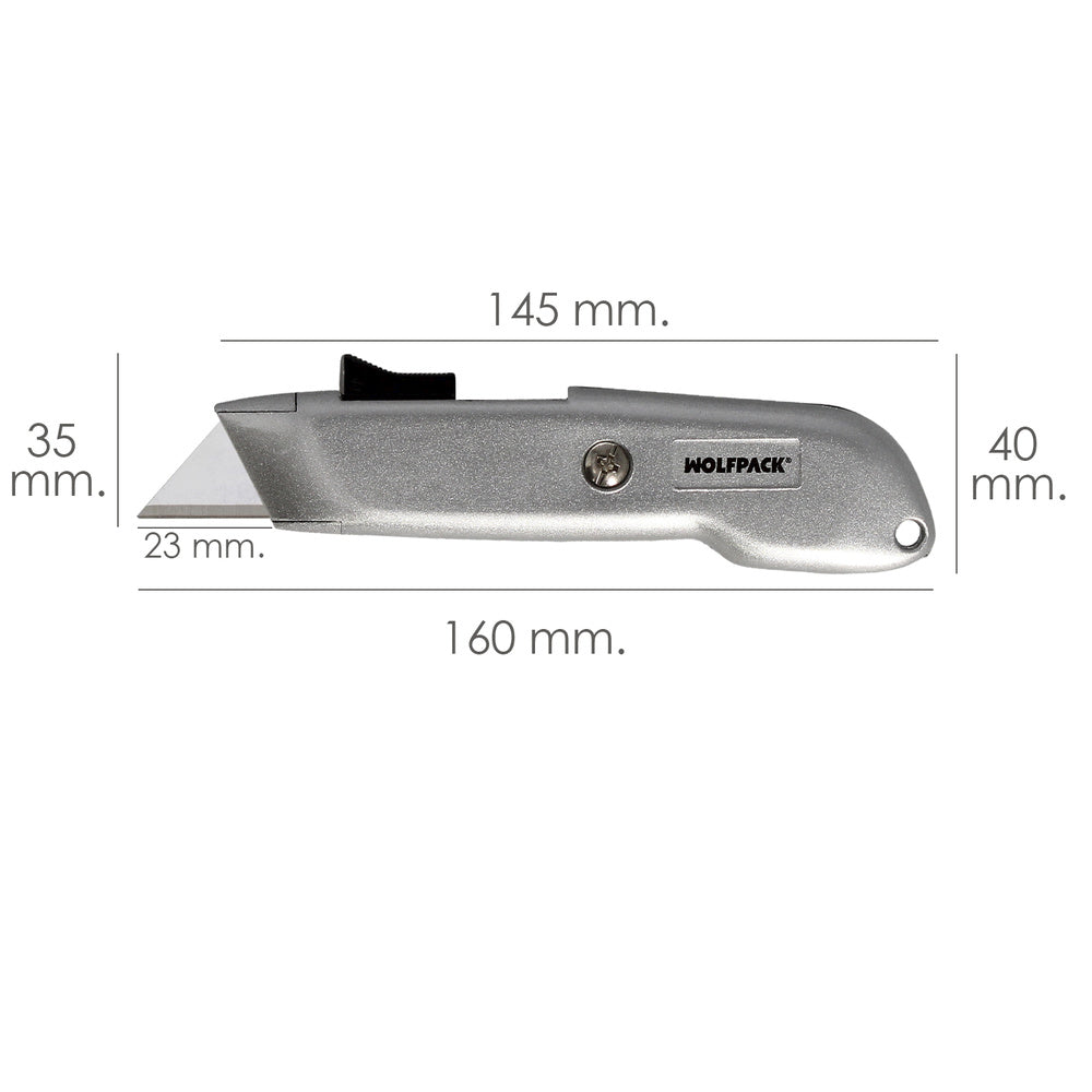 Self-retracting cutter with SK5 steel blade, aluminum casing, ergonomic design, safety knife, safety cutters,