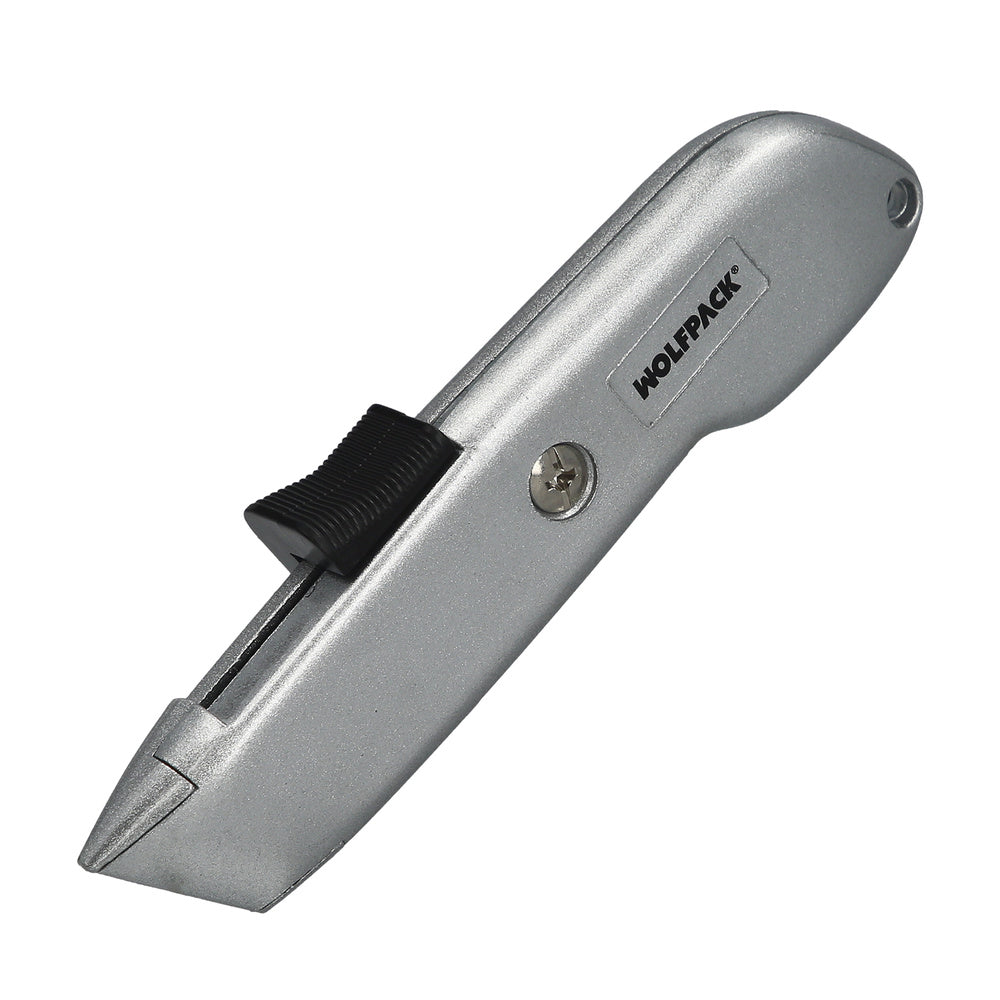 Self-retracting cutter with SK5 steel blade, aluminum casing, ergonomic design, safety knife, safety cutters,