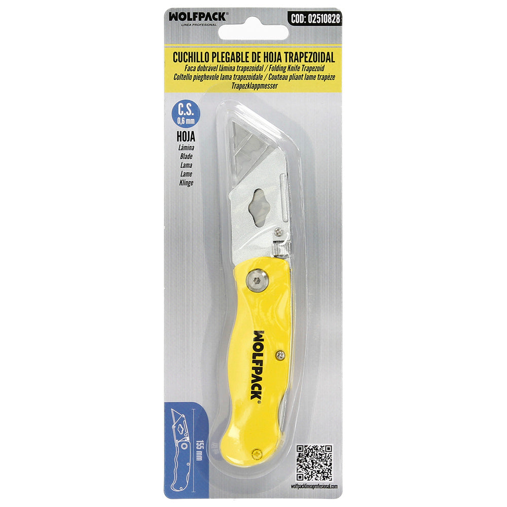 Folding utility knife with trapezoid blade 155 mm