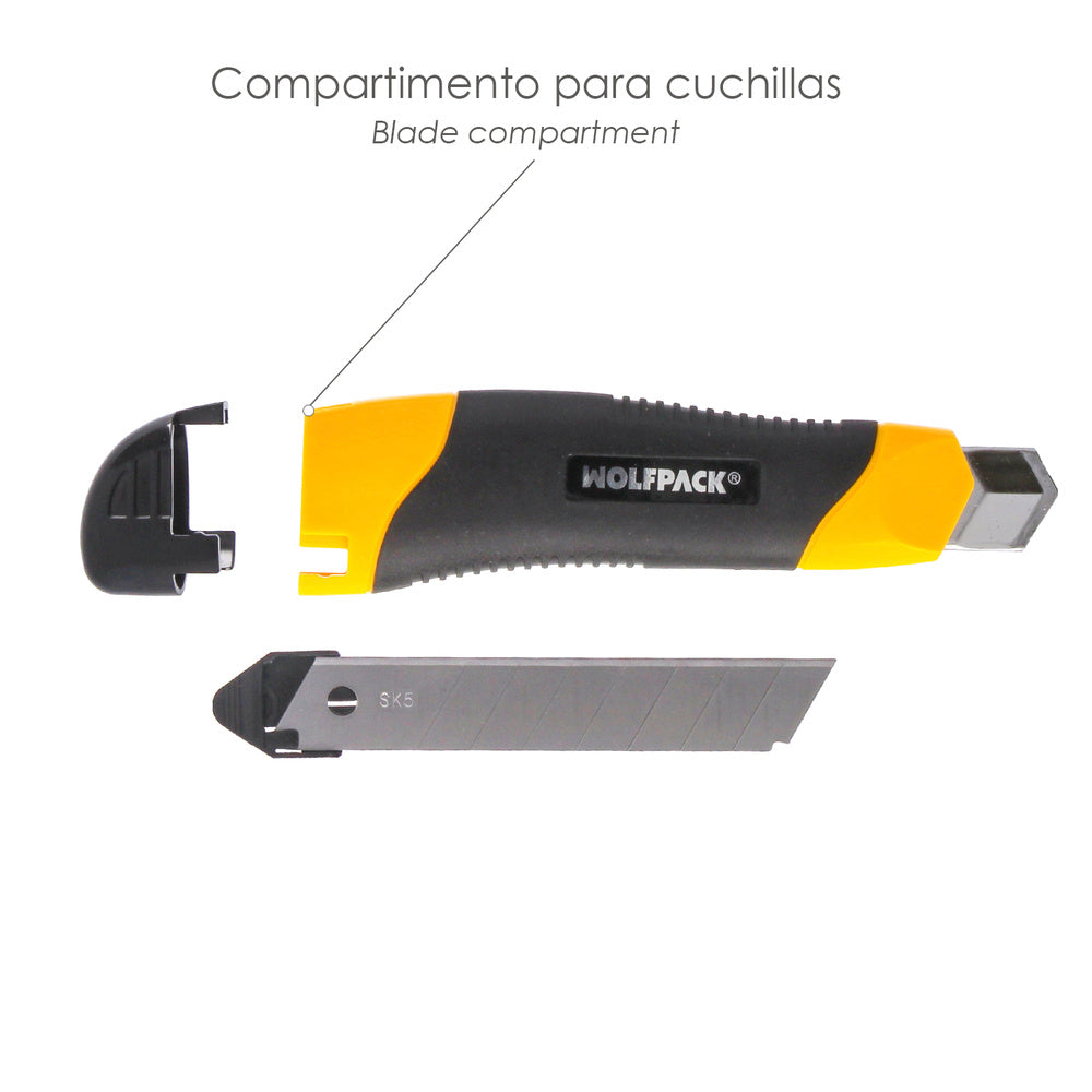 18mm snap-off blade cutter with 2 blades (display of 24 pieces)
