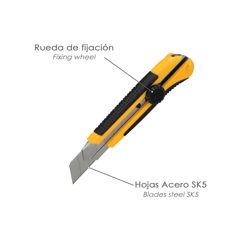 Cutter ancho profesional hoja acero sk5 25mm