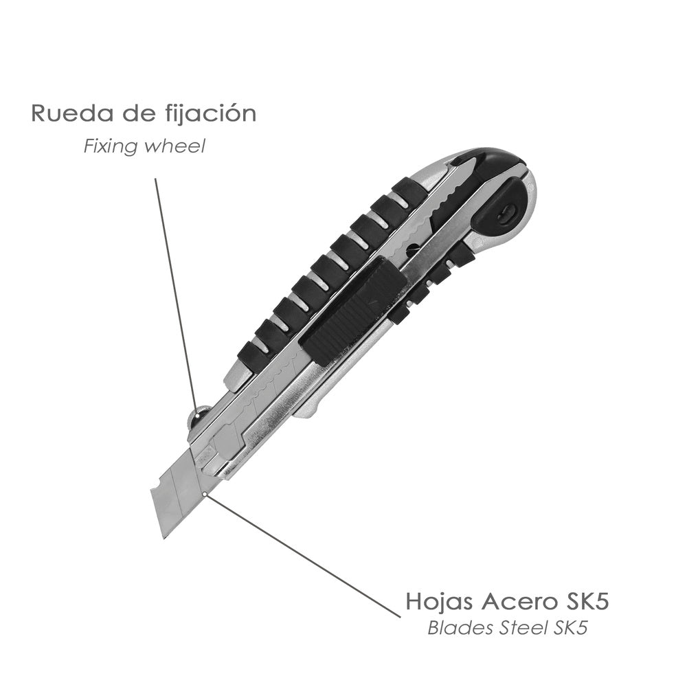 Professional 18mm aluminum cutter with 5 SK5 steel blades