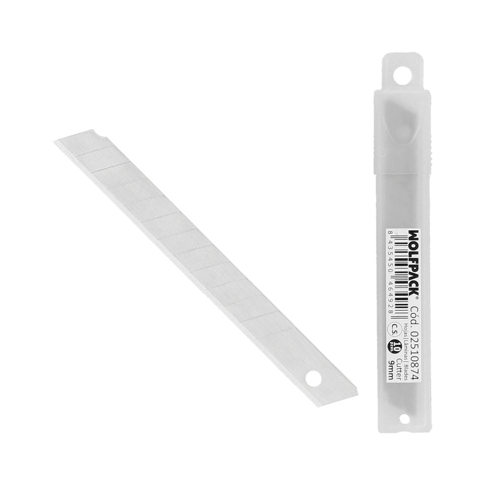 Cutter blade 9 mm (10 pieces per case) carbon steel.