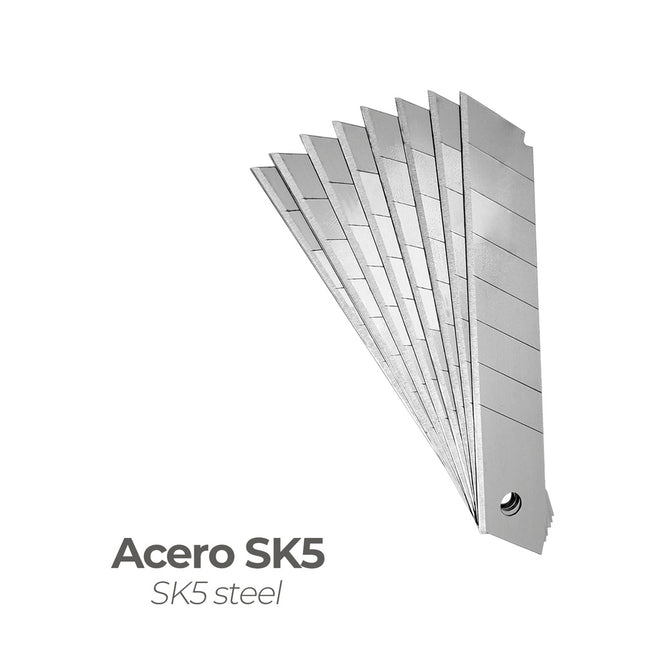Hoja cutter 18 mm. (estuche 10 piezas) acero sk5