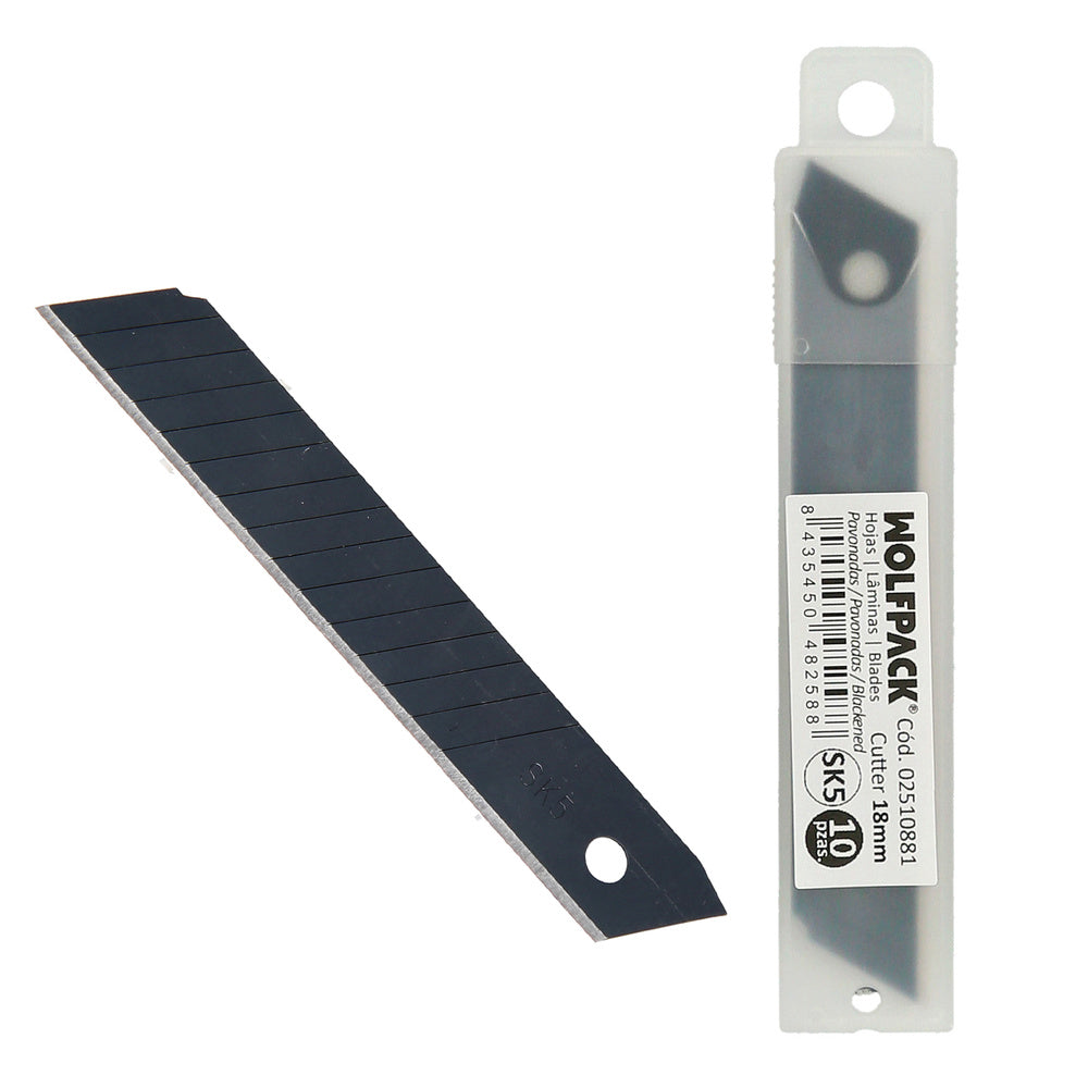 Hoja cutter 18 mm. (estuche 10 piezas) acero sk5 pavonada