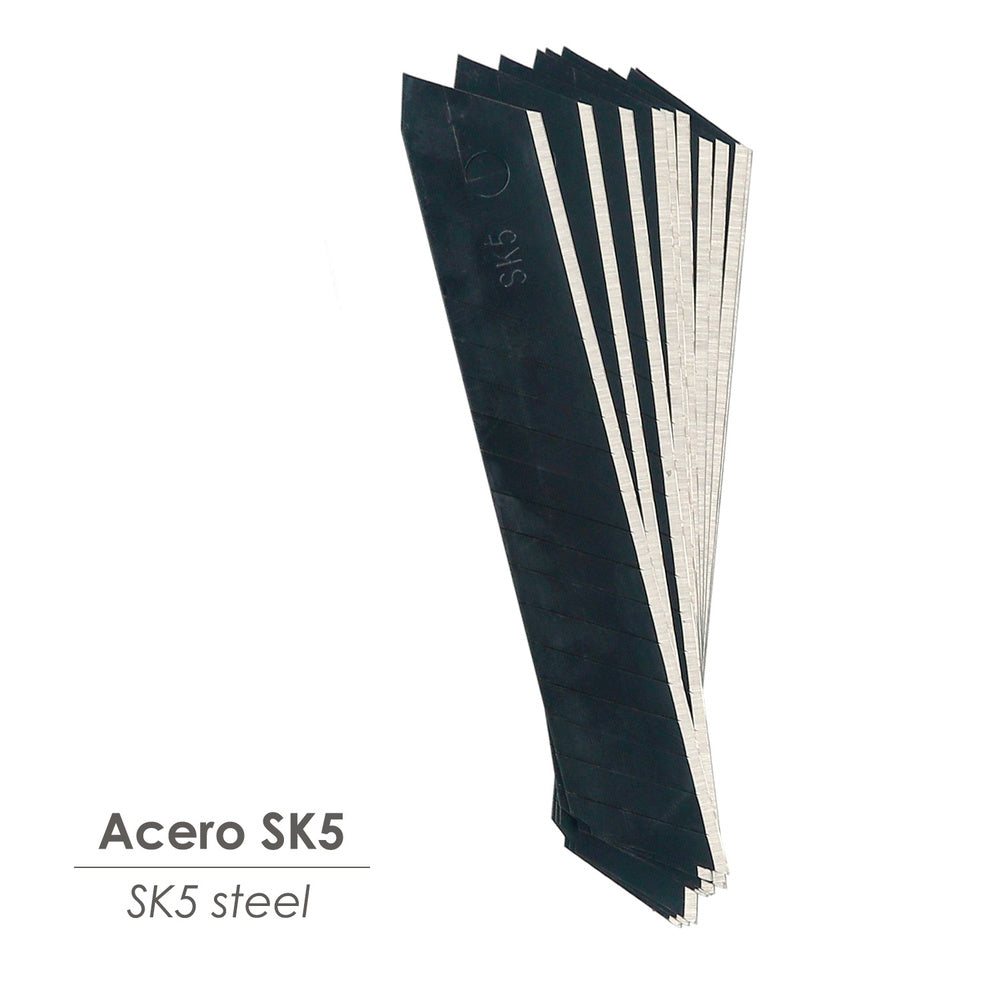 Hoja cutter 18 mm. (estuche 10 piezas) acero sk5 pavonada