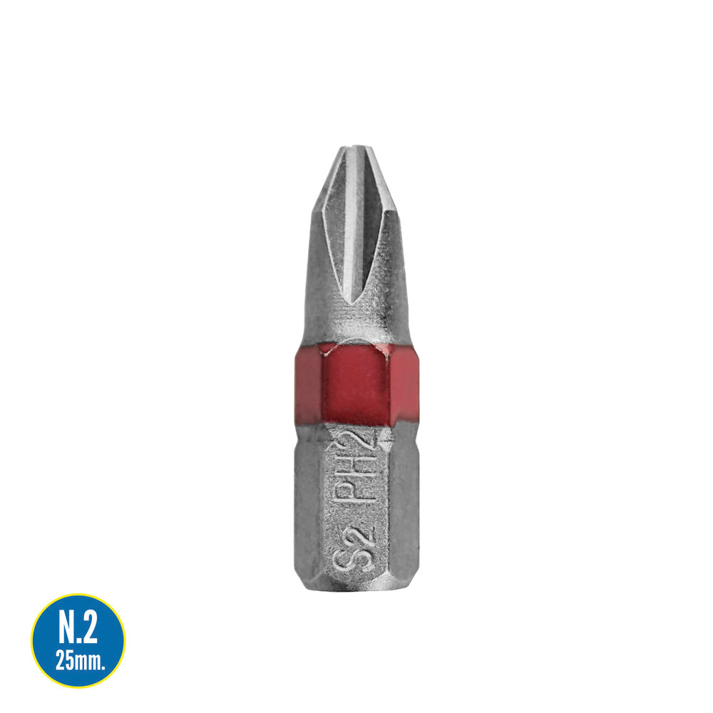 Puntas largas destornillador phillips nº 2 (2 piezas). Acero s2 al cromo vanadio. Puntas hexagonales, destorpuntas,