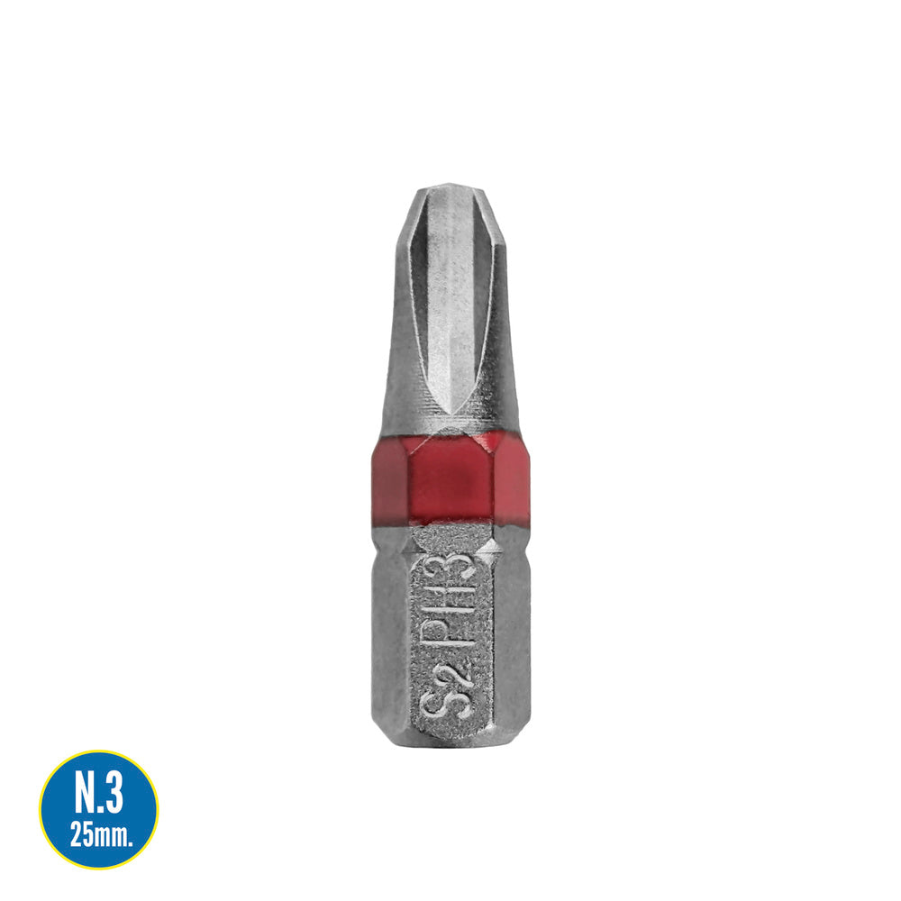 Puntas destornillador phillips nº 3 (2 piezas). Acero s2 al cromo vanadio. Puntas hexagonales, destorpuntas,