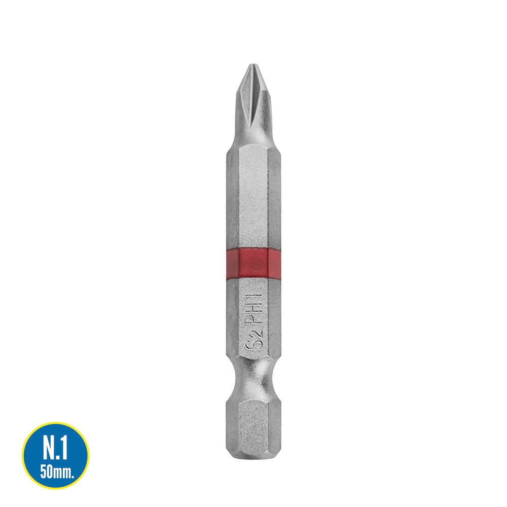 Puntas largas destornillador phillips nº 1 (2 piezas). Acero s2 al cromo vanadio. Puntas hexagonales, destorpuntas,