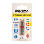 Puntas largas destornillador phillips nº 1 (2 piezas). Acero s2 al cromo vanadio. Puntas hexagonales, destorpuntas,