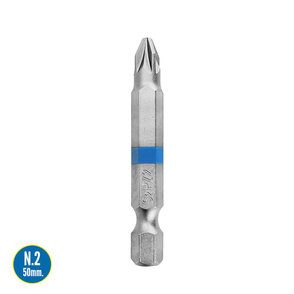 Long Pozidriv screwdriver bits nº 2 (2 pieces) S2 chrome vanadium steel. Hex bits, screwdriver bits,
