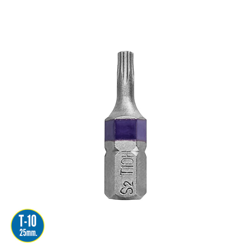 Puntas destornillador torx 10 inviolable (2 piezas). acero S2 al cromo vanadio. puntas hexagonales, destorpuntas,