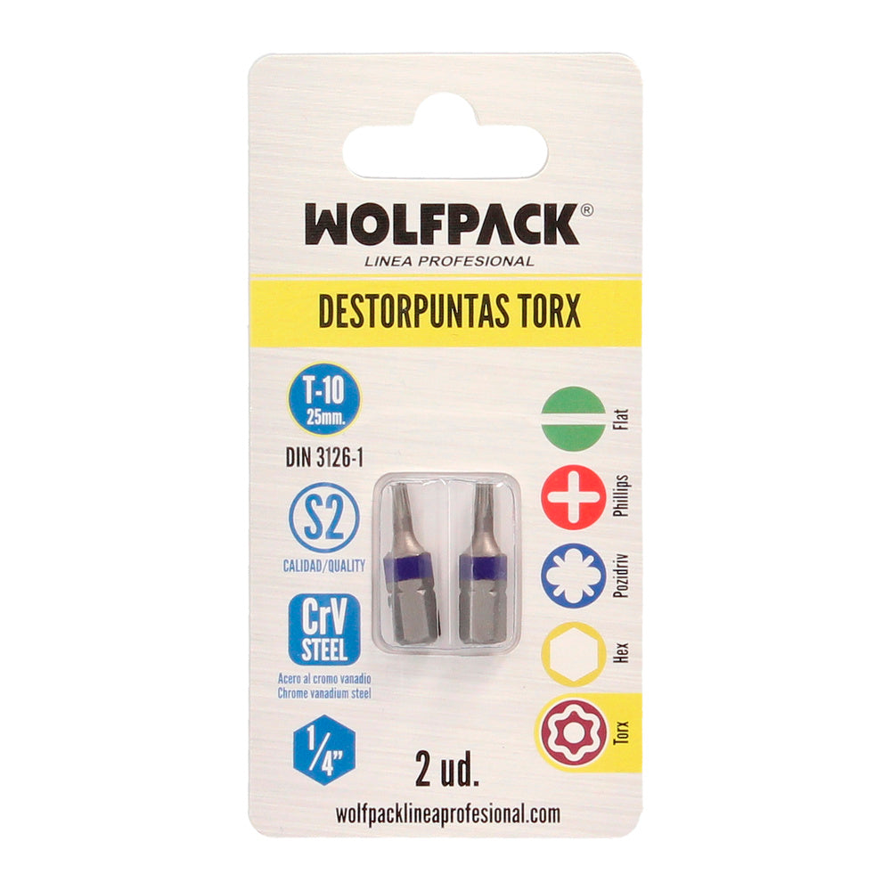 Torx 10 tamper-proof screwdriver bits (2 pieces). S2 chrome vanadium steel. Hex bits, screwdriver bits,