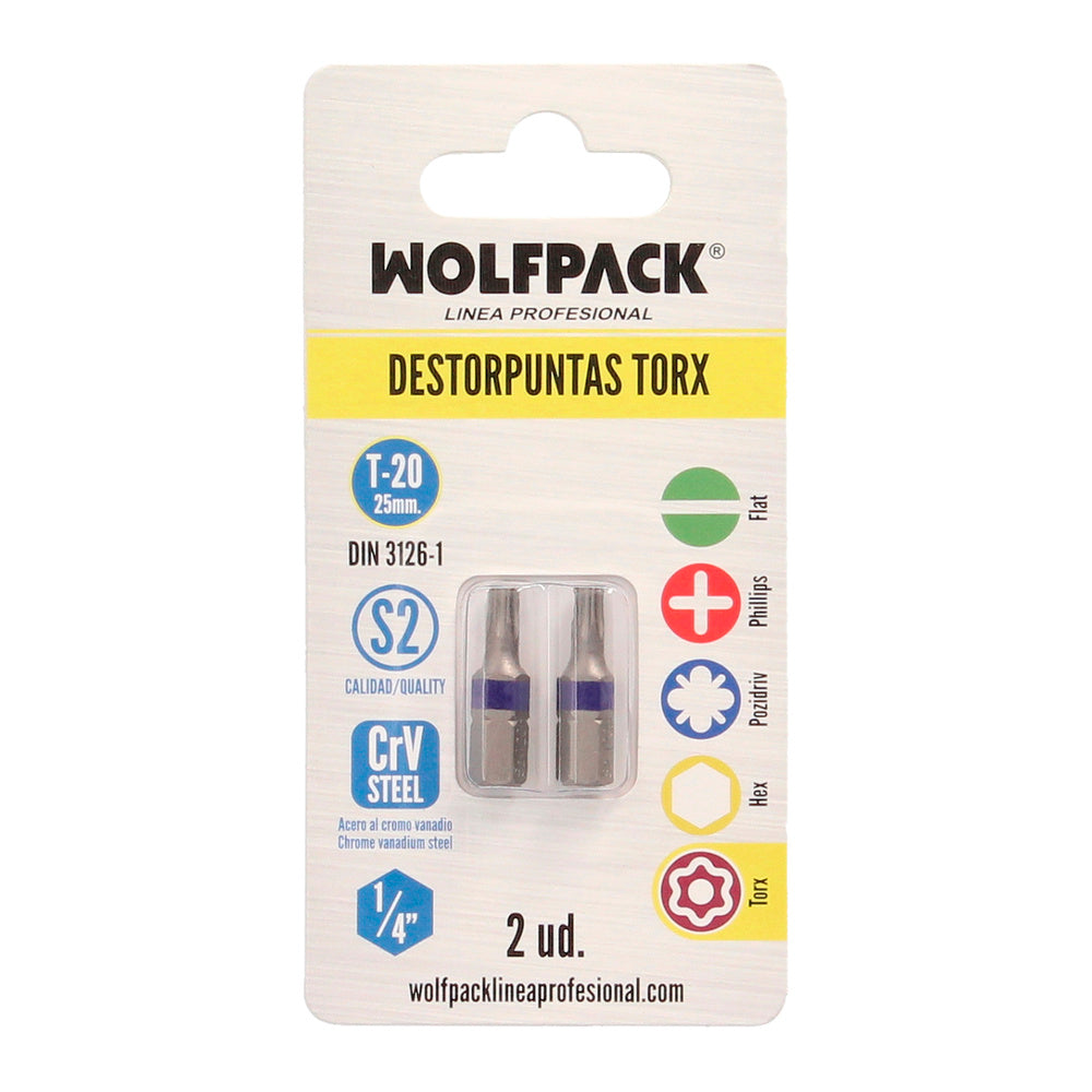 Torx T20 tamper-proof screwdriver bits (2 pieces). S2 chrome vanadium steel. Hex bits, screwdriver bits,