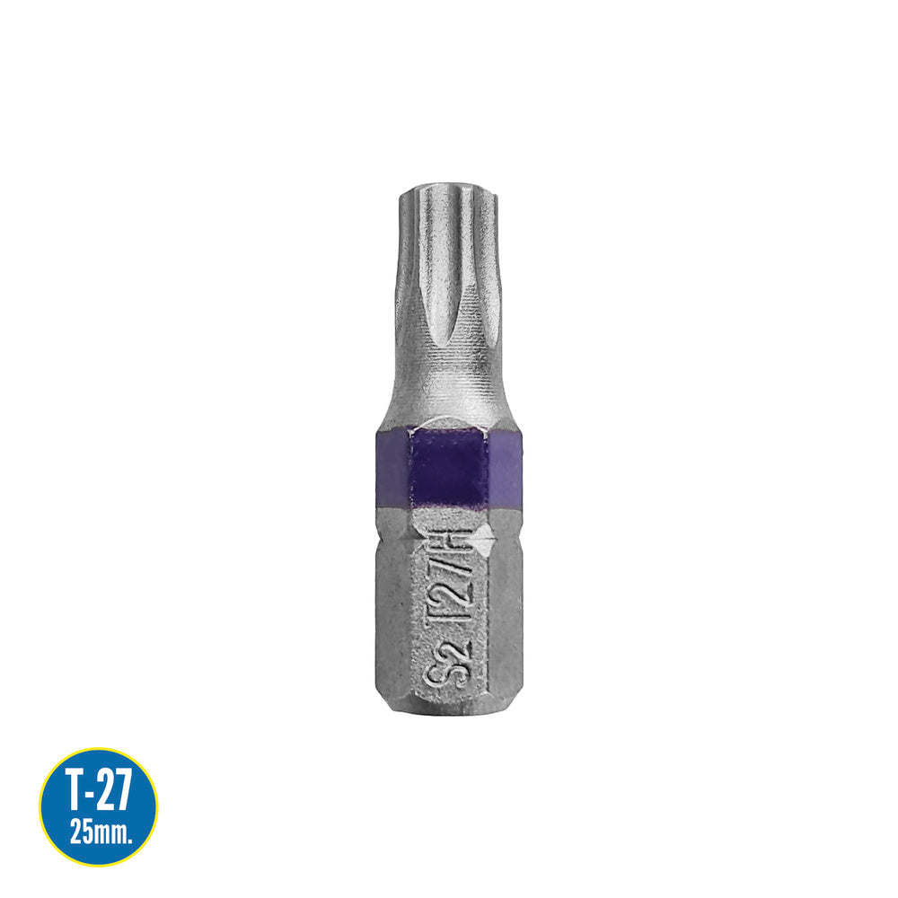 Puntas destornillador torx 27 inviolable (2 piezas). Acero s2 al cromo vanadio. Puntas hexagonales, destorpuntas,