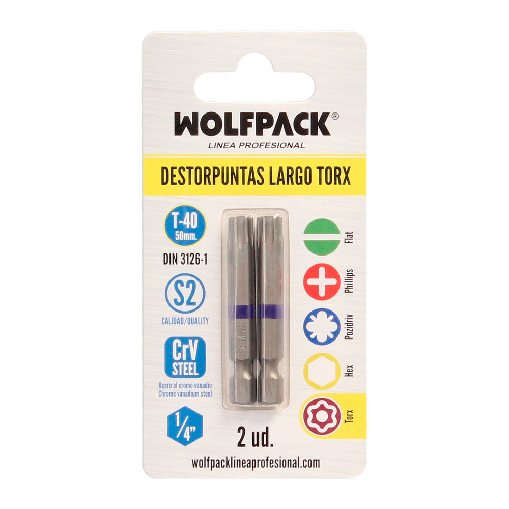 Long torx t40 screwdriver bits (2 pieces). S2 chrome vanadium steel. Hex bits, screwdriver bits,