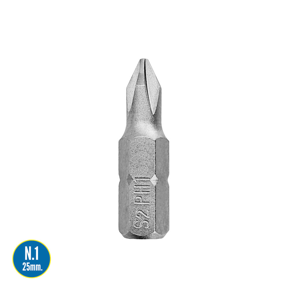 Puntas destornillador phillips nº 1 (50 piezas). Acero s2 al cromo vanadio. Puntas hexagonales, destorpuntas,