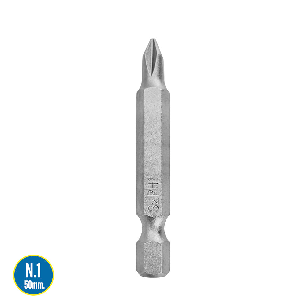 Puntas largas destornillador phillips nº 1 (20 piezas). Acero s2 al cromo vanadio. Puntas hexagonales, destorpuntas,