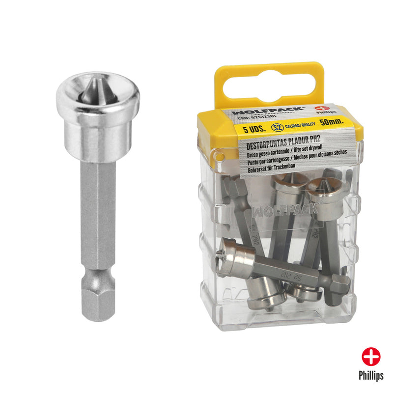 Destorpuntas pladur PH2 50 mm. (5 piezas)