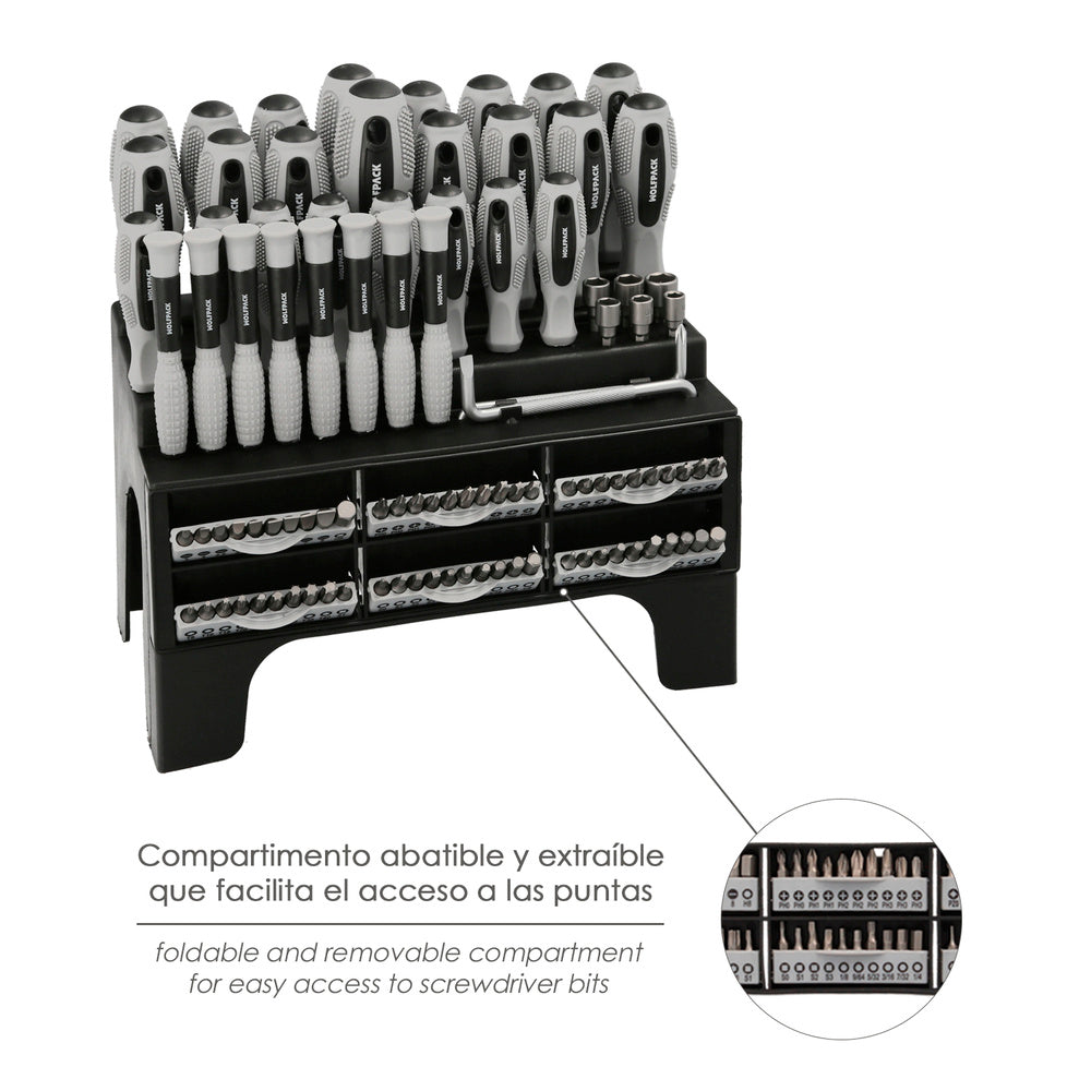 100-piece screwdriver and bit set with display stand
