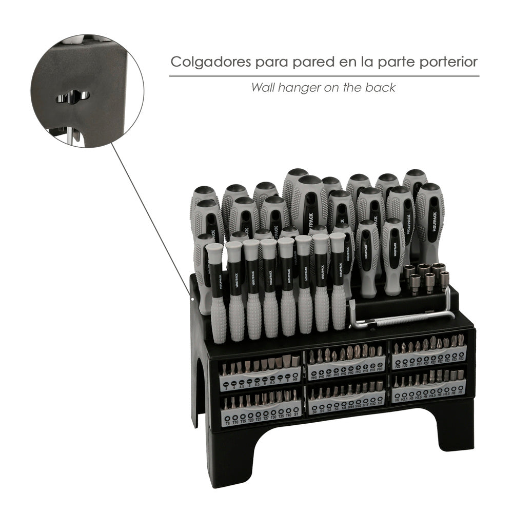100-piece screwdriver and bit set with display stand