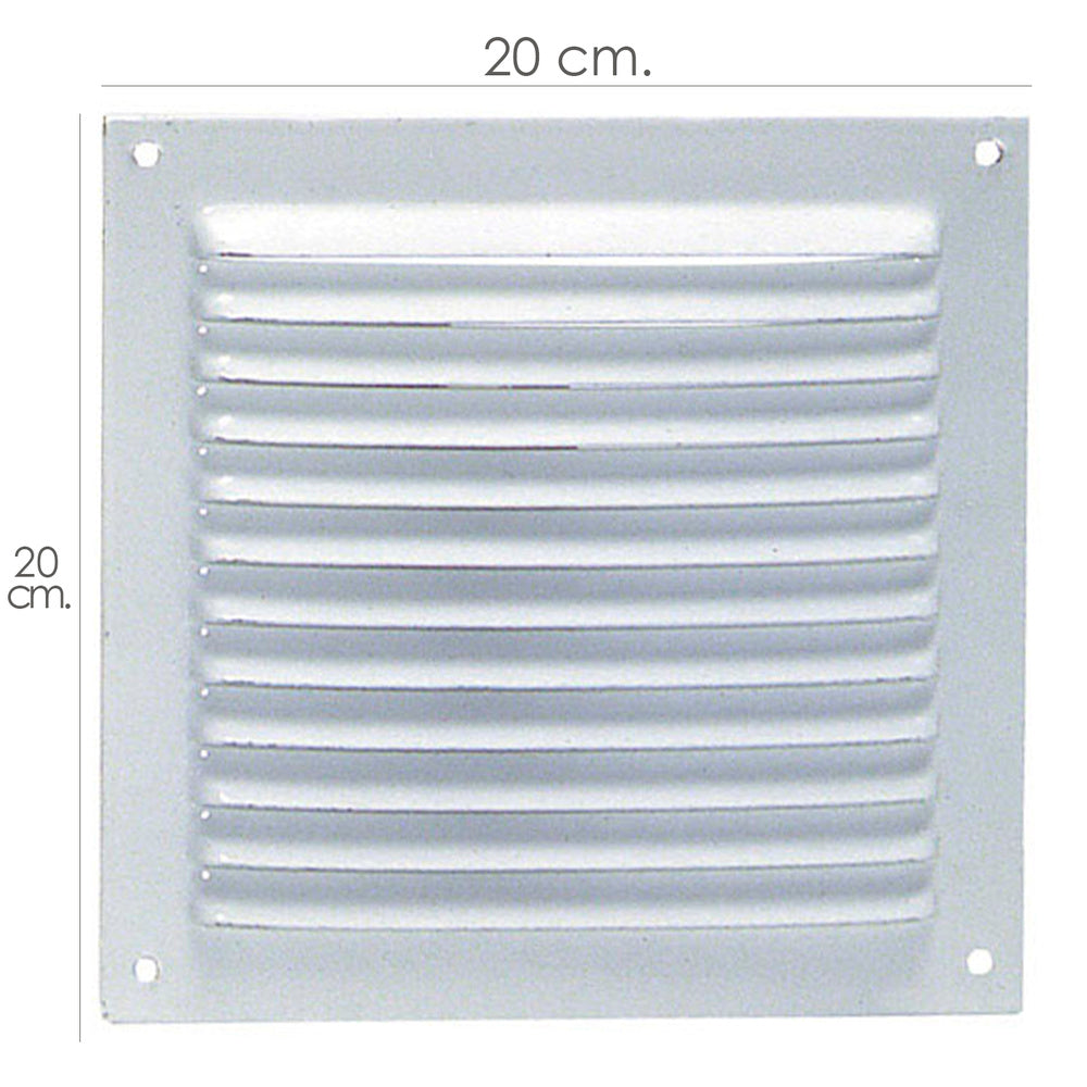 Screw-on ventilation grille 20x20 cm white lacquered