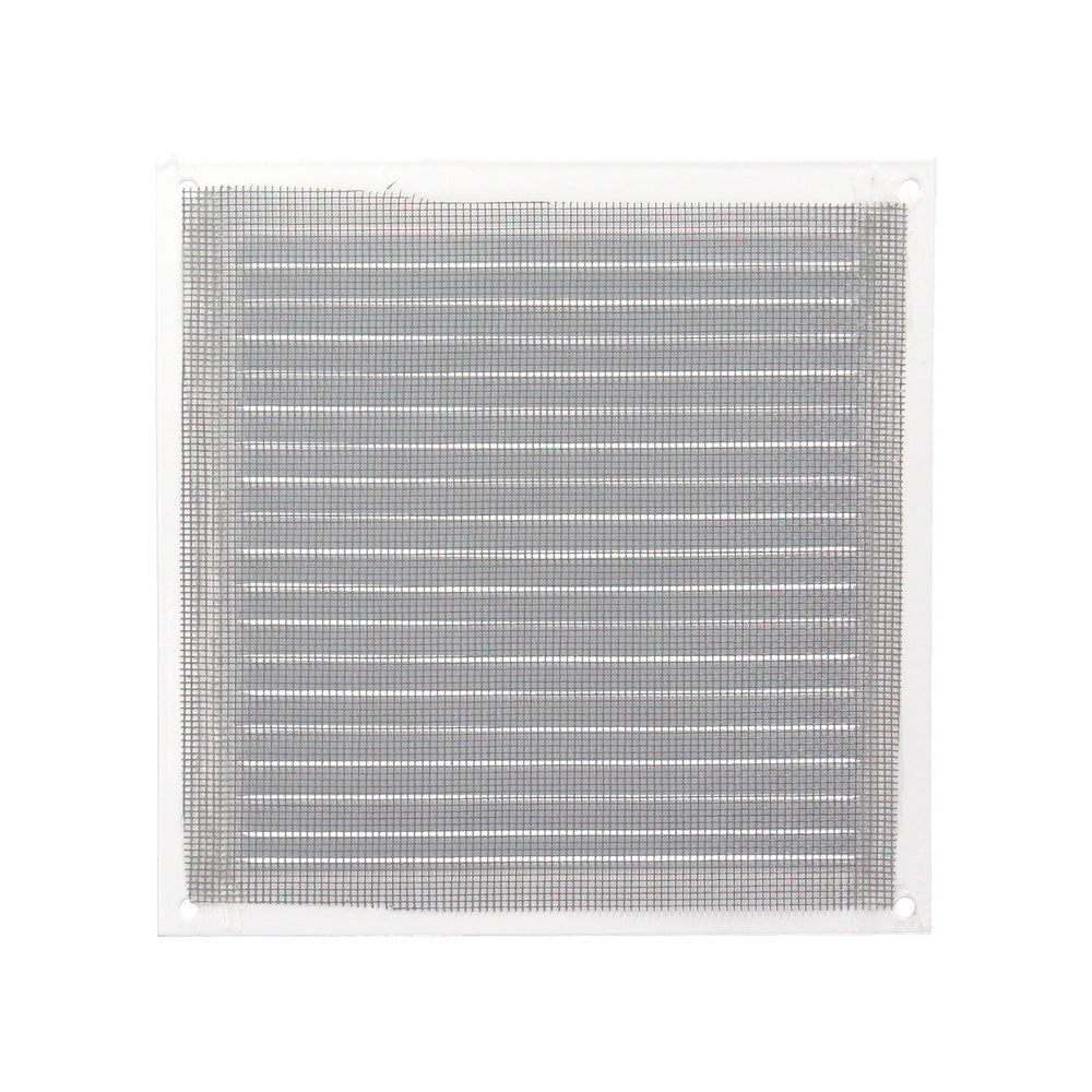 White aluminum ventilation grille with screw-on mosquito net 175 x 175 mm
