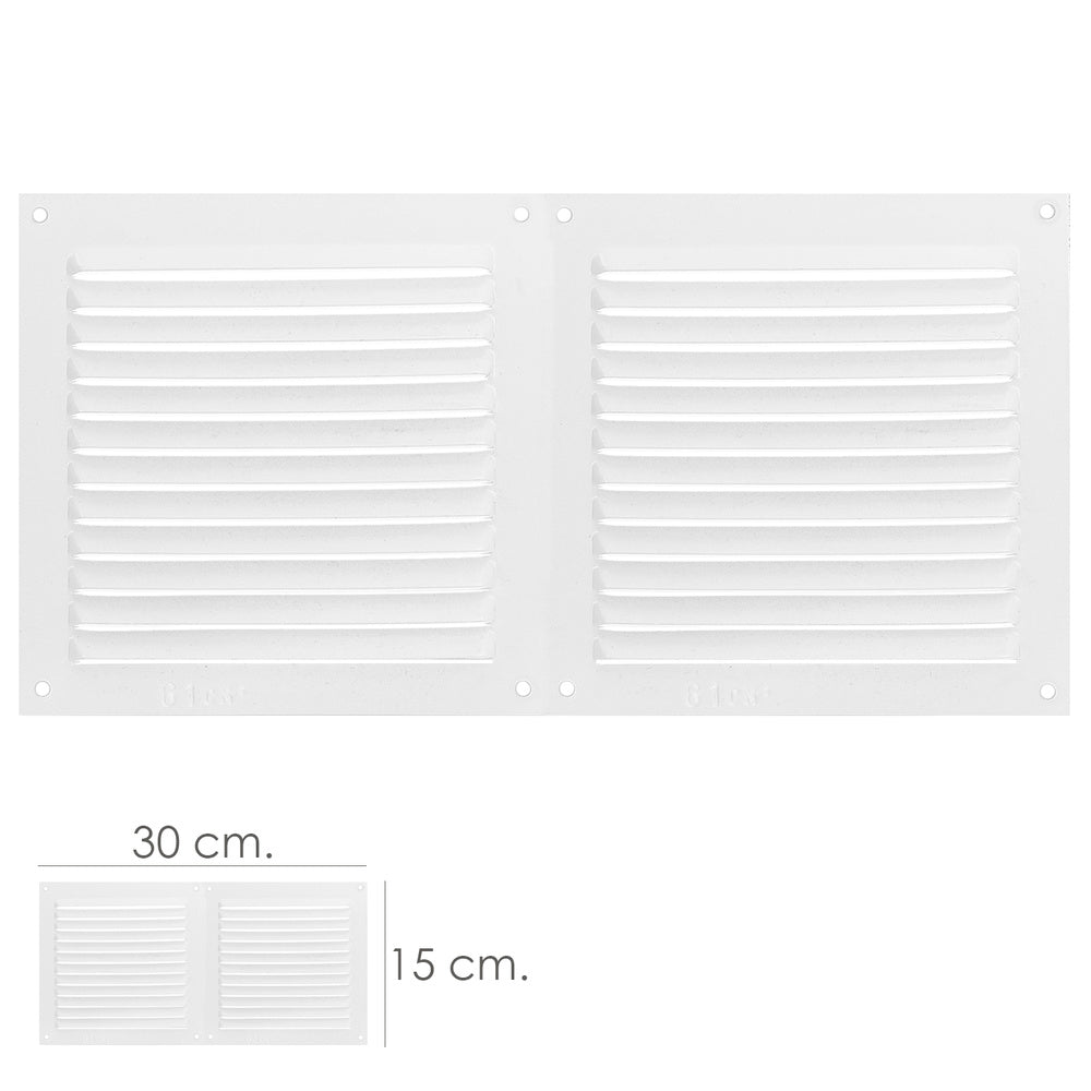 Double screw-on ventilation grille 30x15 cm white