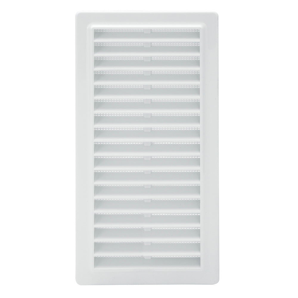 Recessed plastic grille with back mesh 25x12 cm