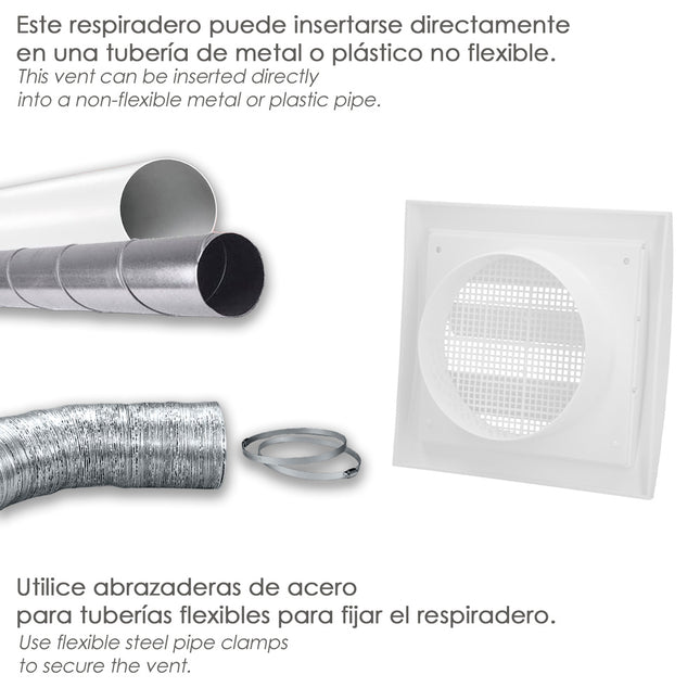 Rejilla de plástico con malla posterior y lamas movibles 15x15 cm