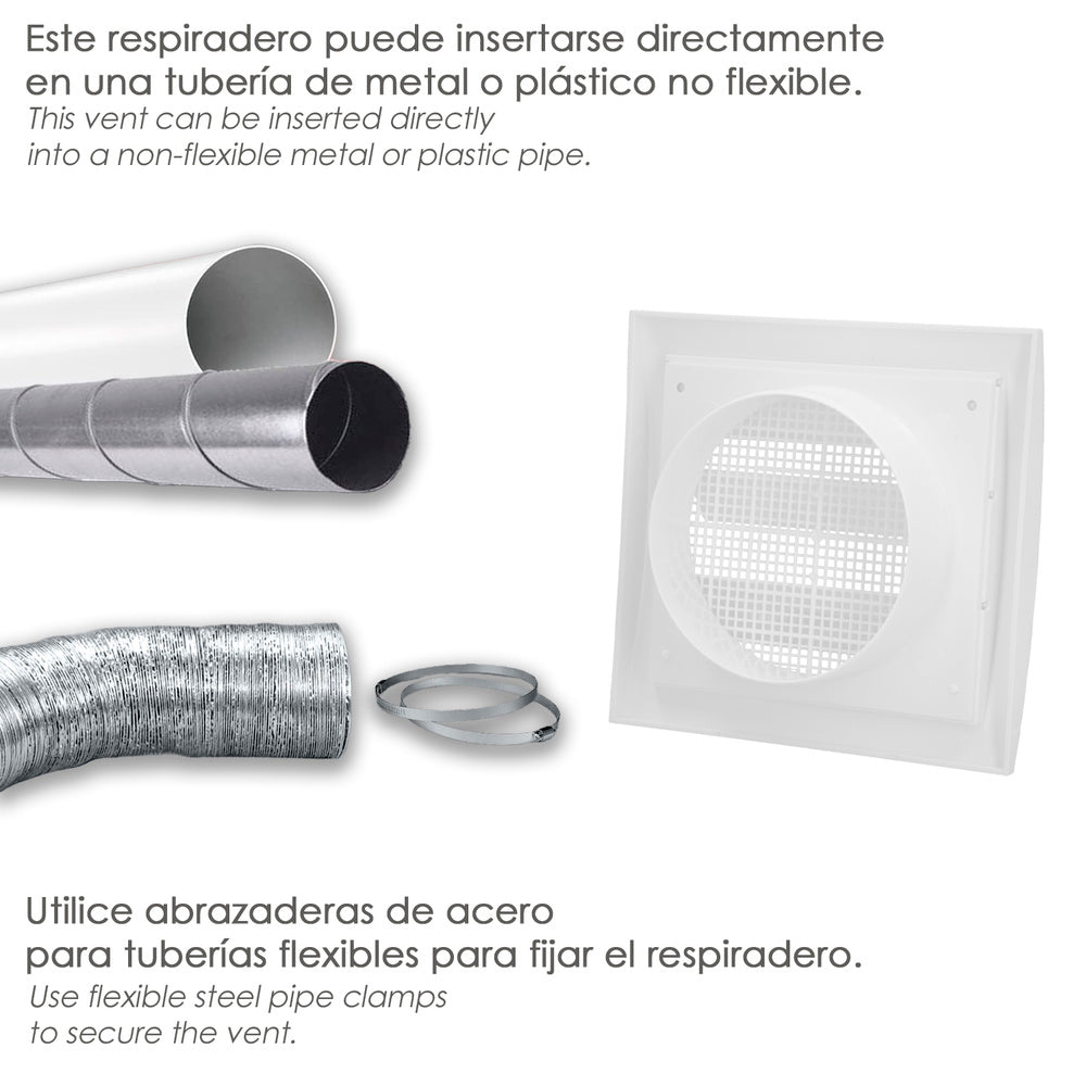 Plastic grille with back mesh and movable louvers 15x15 cm