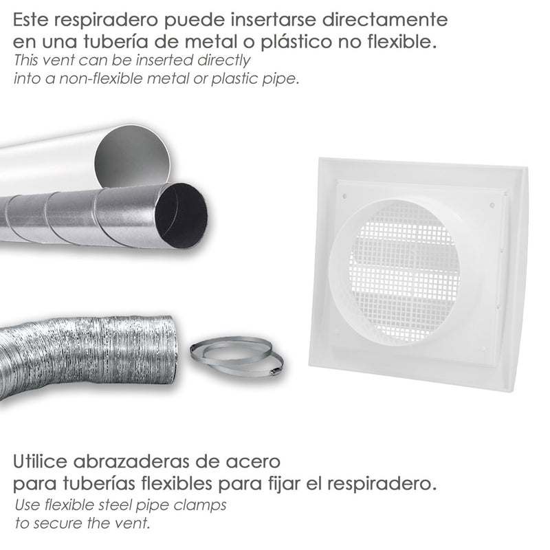 Rejilla de plástico con malla posterior y lamas movibles 20x20 cm