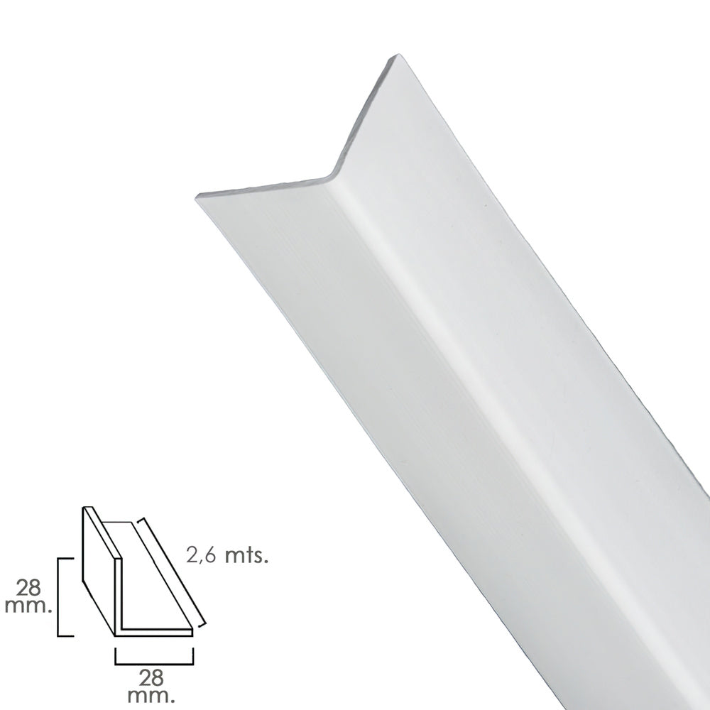 Perfil PVC de ângulo 25x25 mm branco barra 2,5 metros