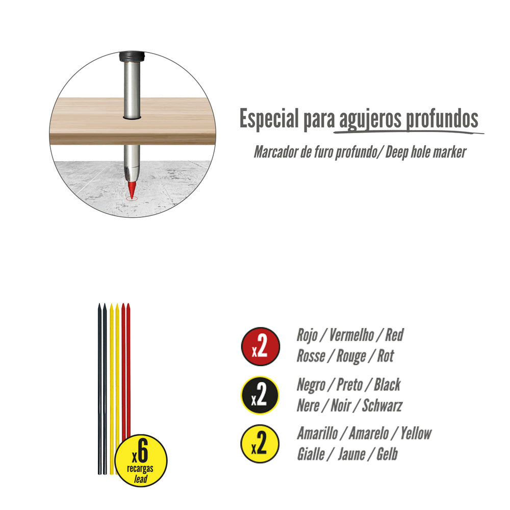 Minas de recarga para lápis de carpinteiro (6 peças)