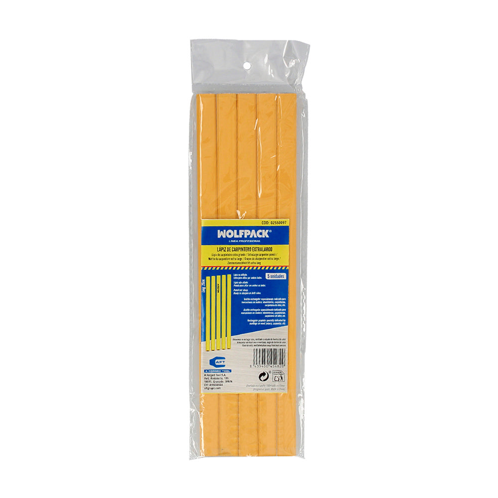 Lápis de carpinteiro padrão extra longo 5 lápis. Marcador de carpintaria, alvenaria, construção.