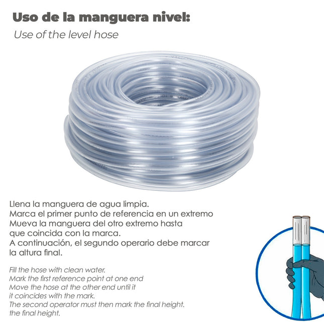 Manguera transparente nivel  6x8 mm. rollo 50 metros
