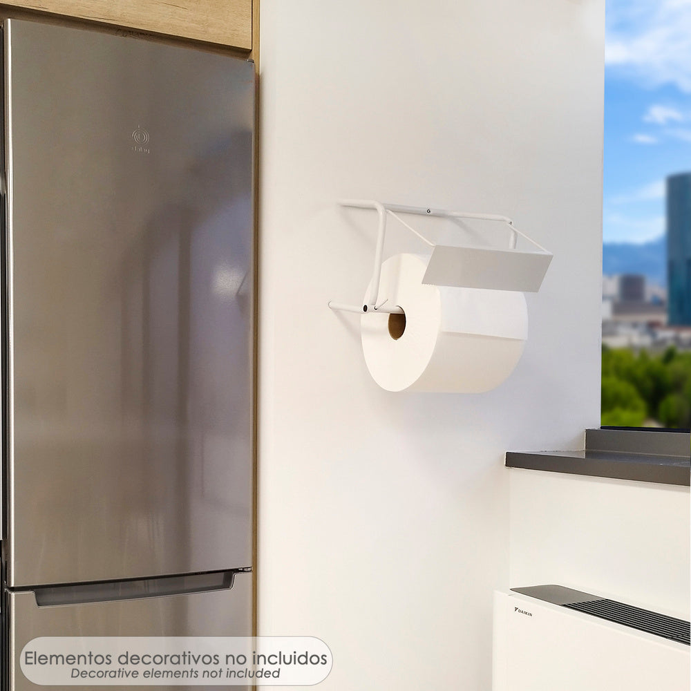 Industrial paper roll holder/dispenser for wall mounting