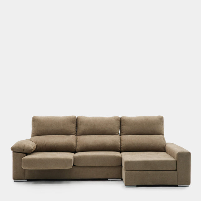 Sofá chaiselongue 3 plazas confort y amplitud | marrón