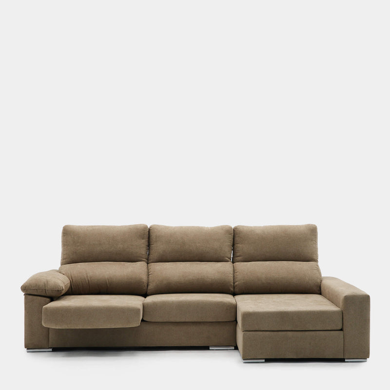 Sofá chaiselongue 3 plazas confort y amplitud | marrón