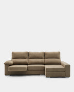 Sofá chaise longue de 3 lugares: conforto e espaço | marrom