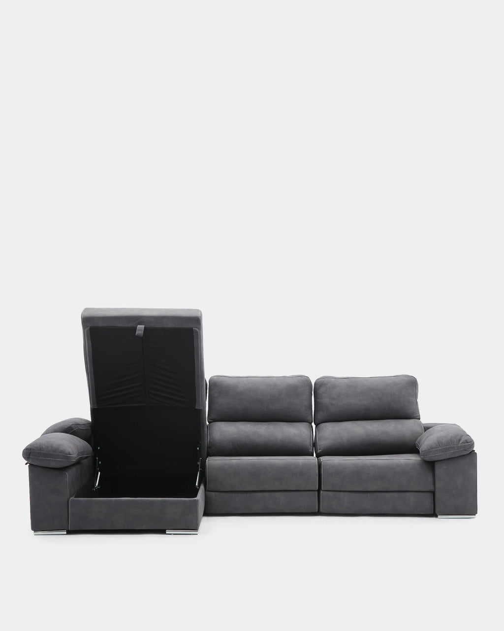 Sofá chaiselongue 4 plazas gris antimanchas | salón