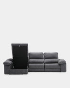 Sofá chaiselongue 4 plazas gris antimanchas | salón