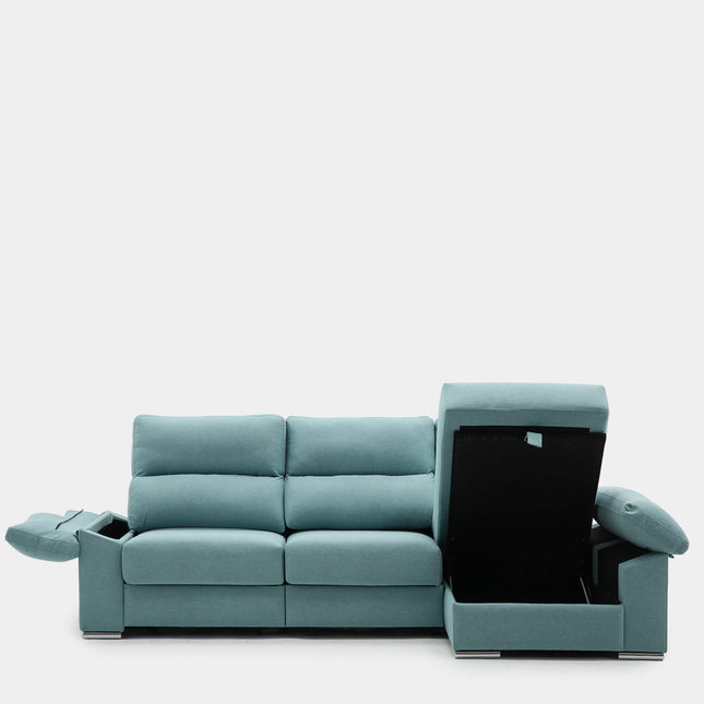 Sofá chaiselongue Denver verde antimanchas 3 plazas