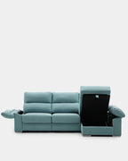 Sofá chaise longue de 3 lugares Denver verde resistente a manchas