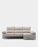 Chaise longue bege com bancos deslizantes, 3 lugares