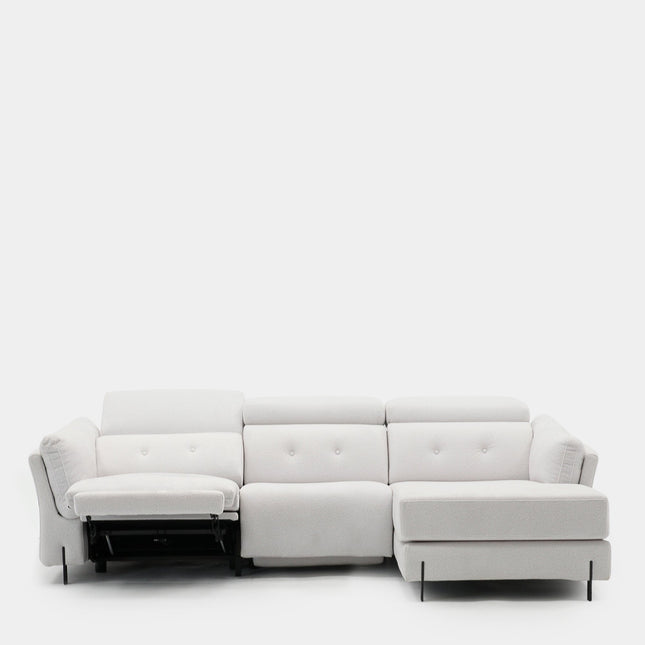 Sofá chaiselongue 3 plazas con asientos relax | blanco