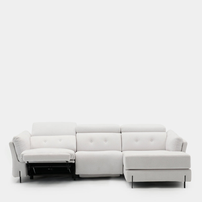 Sofá chaiselongue 3 plazas con asientos relax | blanco