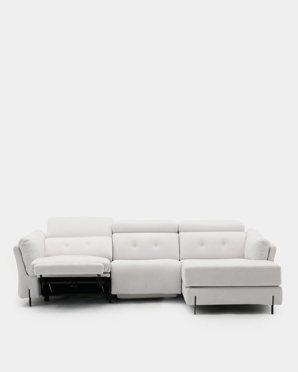 Sofá chaiselongue 3 plazas con asientos relax | blanco