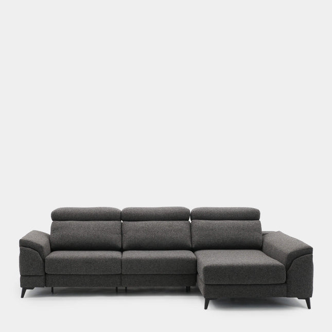 Sofá chaiselongue 4 plazas tapizado gris elegante confort