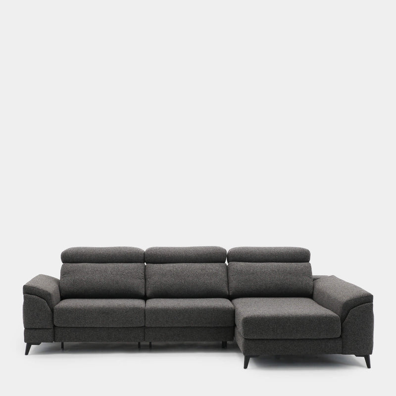 Sofá chaiselongue 4 plazas tapizado gris elegante confort
